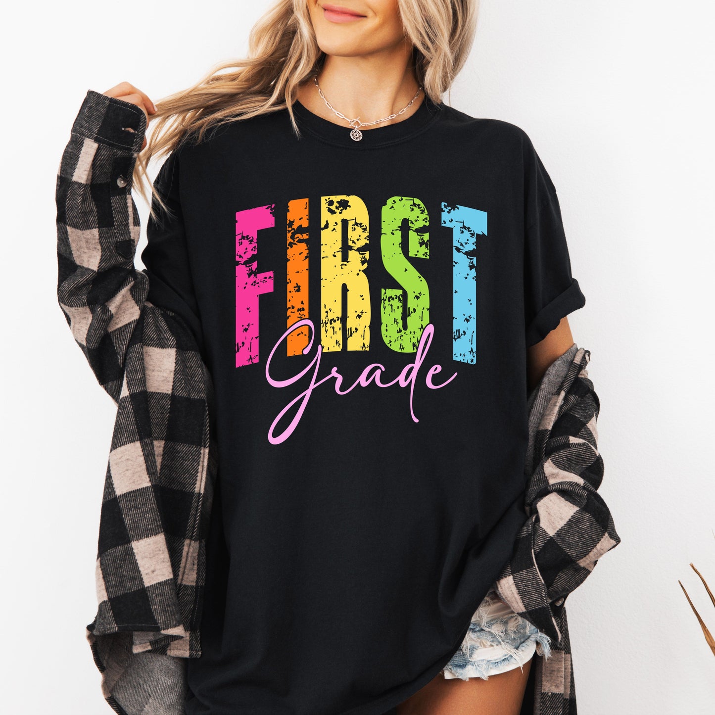 First Grade, Retro, Teacher, Back to School, First Day of School, Cute, Teacher Appreciation, Coquette, Comfort Colors T-Shirt
