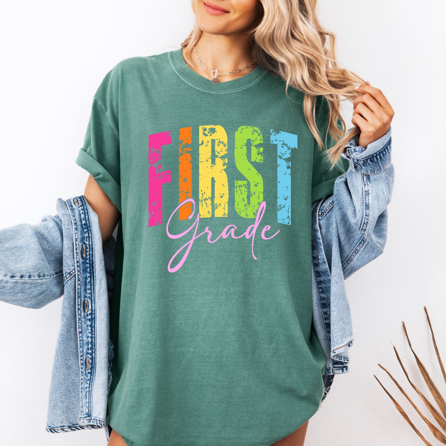 First Grade, Retro, Teacher, Back to School, First Day of School, Cute, Teacher Appreciation, Coquette, Comfort Colors T-Shirt