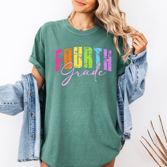 Fourth Grade, Retro, Teacher, Back to School, First Day of School, Cute, Teacher Appreciation, Coquette, Comfort Colors T-Shirt