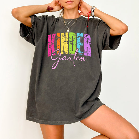 Kindergarten, Retro, Teacher, Back to School, First Day of School, Cute, Teacher Appreciation, Coquette, Comfort Colors T-Shirt