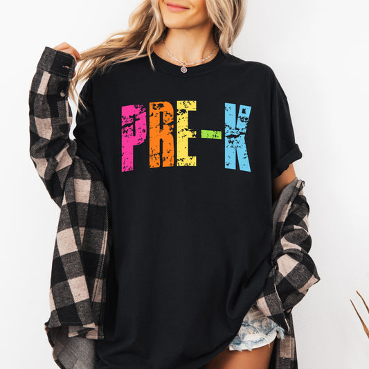 Pre-K, Retro, Teacher, Back to School, First Day of School, Cute, Teacher Appreciation, Coquette, Comfort Colors T-Shirt