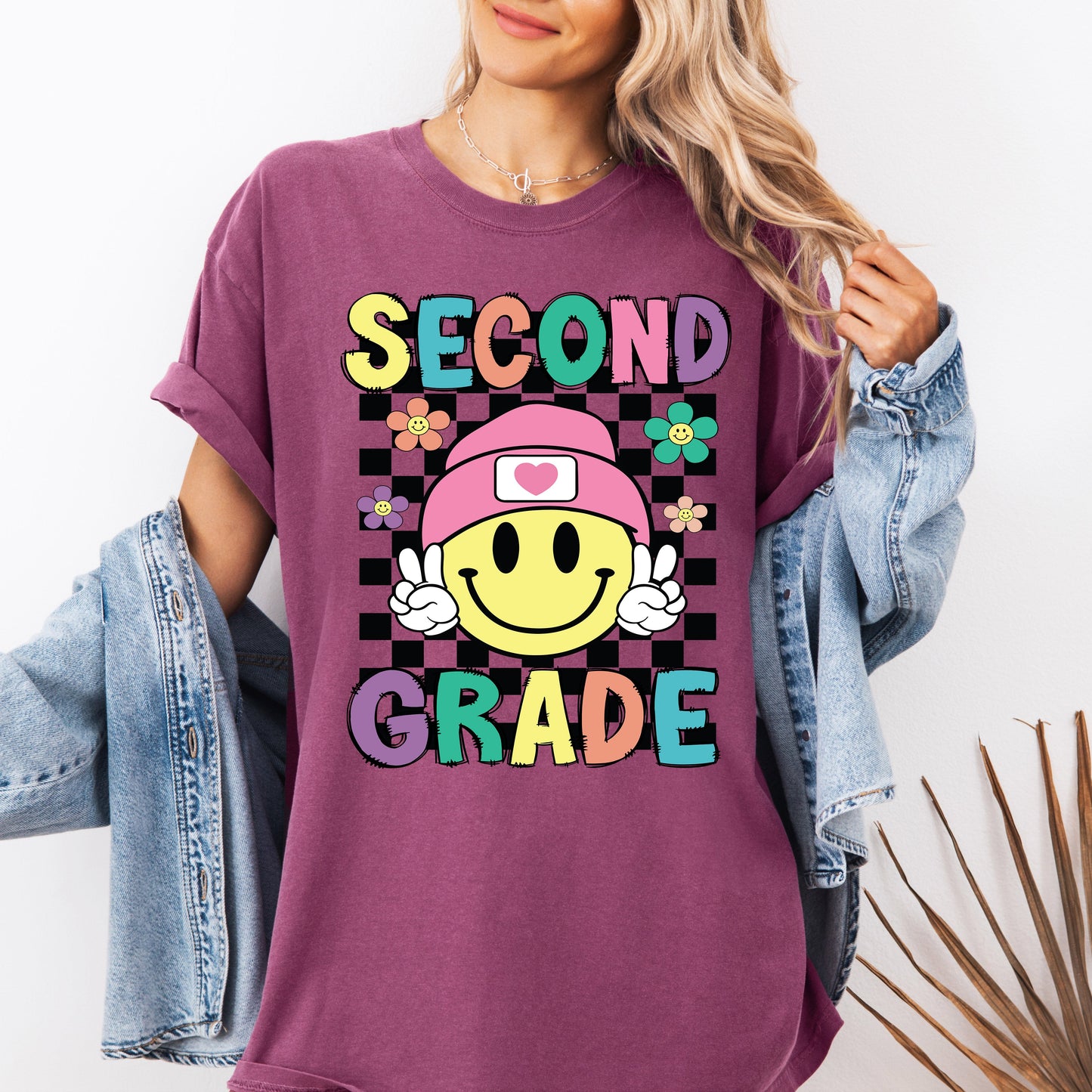 Second Grade, Smiley Face, Teacher, Back to School, First Day of School, Cute, Teacher Appreciation, Coquette, Comfort Colors T-Shirt