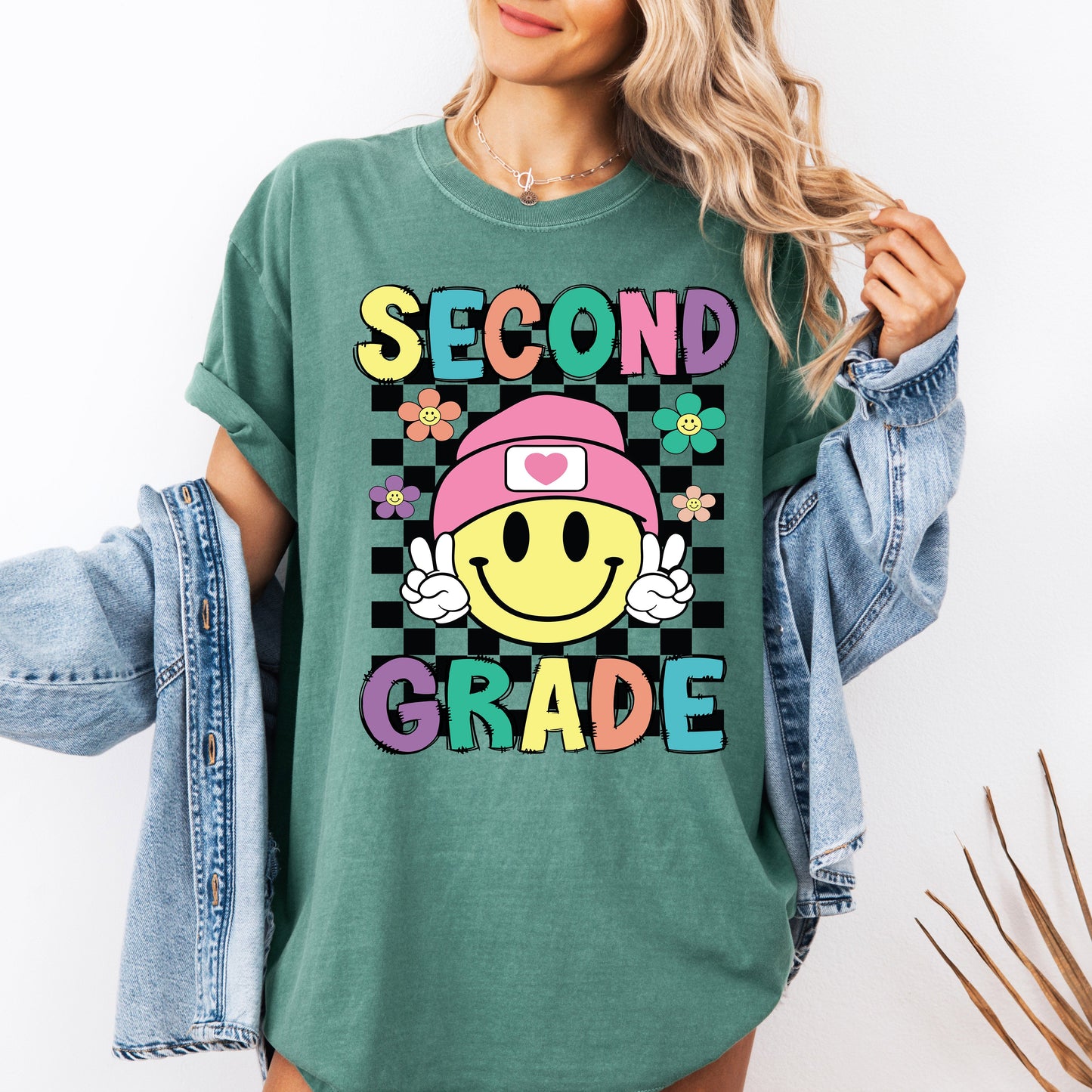 Second Grade, Smiley Face, Teacher, Back to School, First Day of School, Cute, Teacher Appreciation, Coquette, Comfort Colors T-Shirt