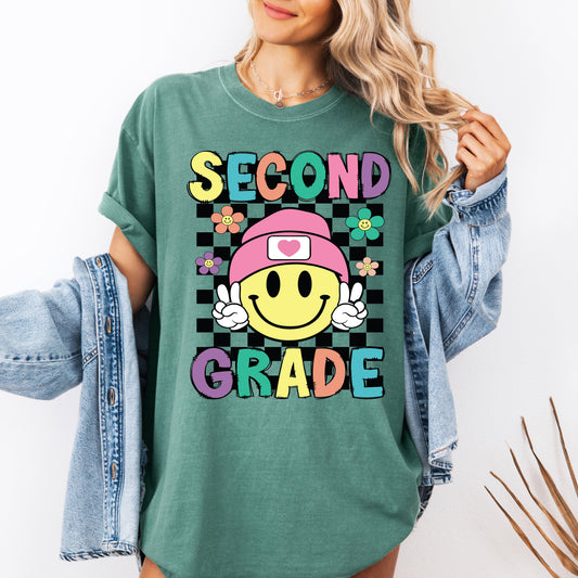 Second Grade, Smiley Face, Teacher, Back to School, First Day of School, Cute, Teacher Appreciation, Coquette, Comfort Colors T-Shirt