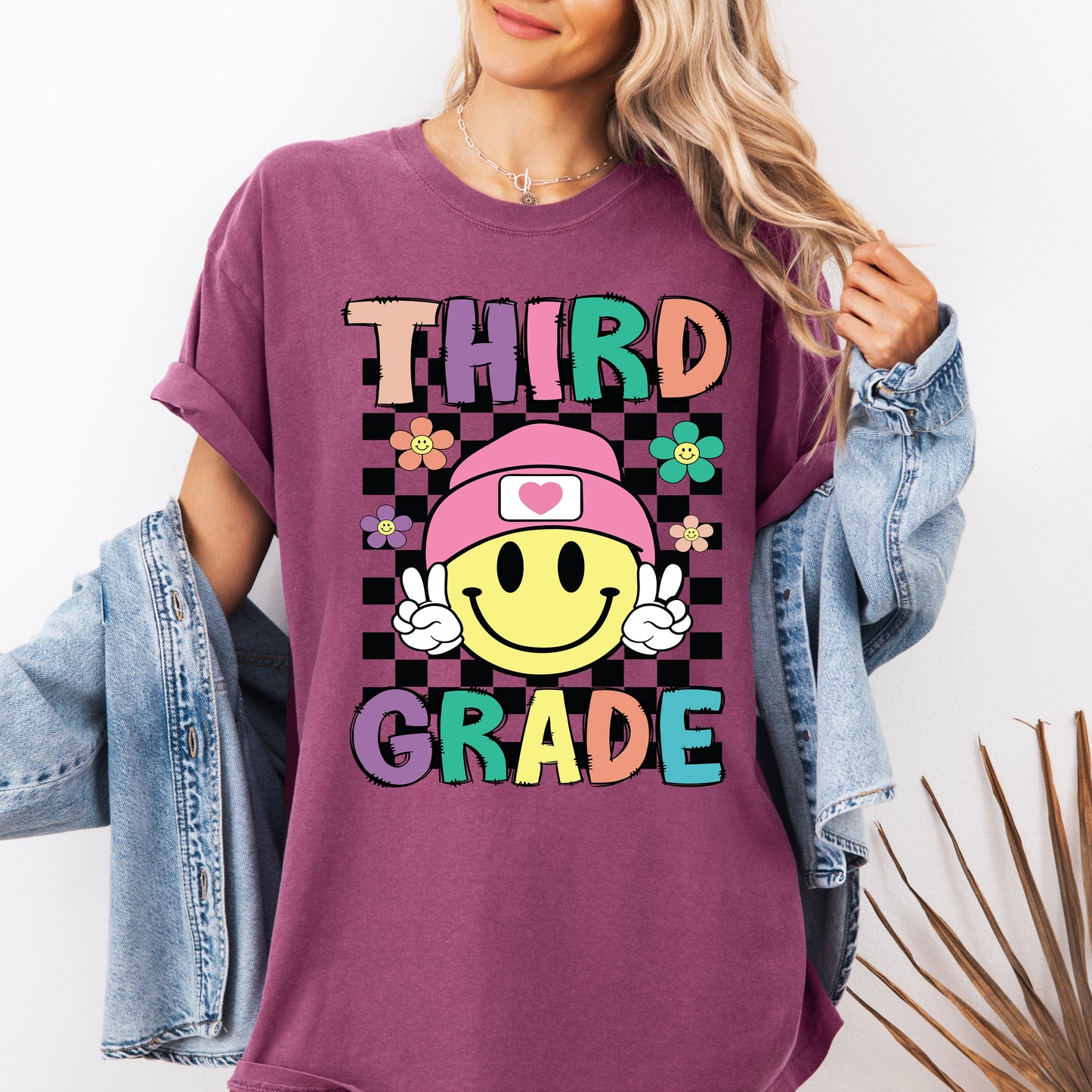 Third Grade, Smiley Face, Teacher, Back to School, First Day of School, Cute, Teacher Appreciation, Coquette, Comfort Colors T-Shirt