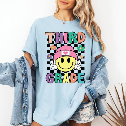 Third Grade, Smiley Face, Teacher, Back to School, First Day of School, Cute, Teacher Appreciation, Coquette, Comfort Colors T-Shirt
