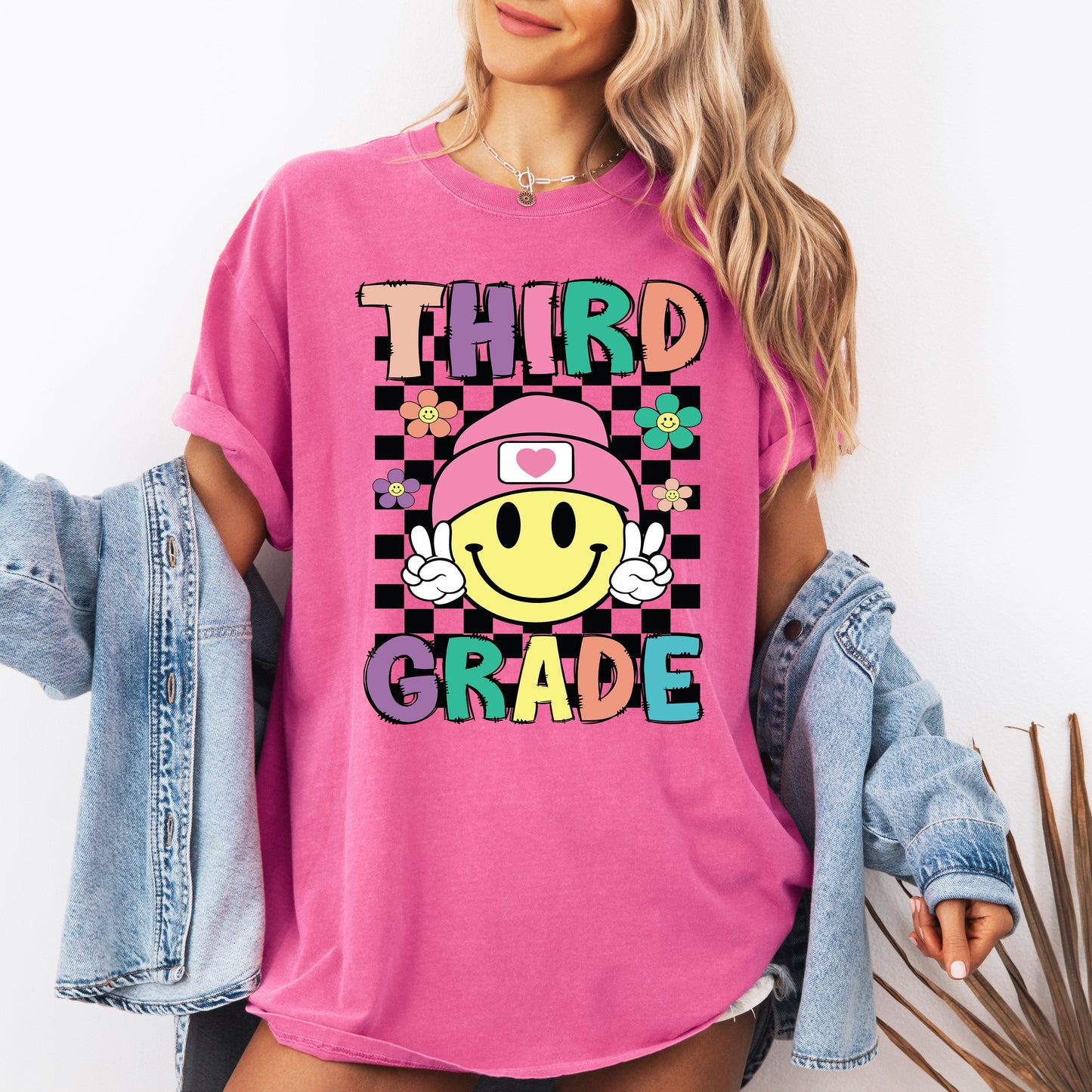 Third Grade, Smiley Face, Teacher, Back to School, First Day of School, Cute, Teacher Appreciation, Coquette, Comfort Colors T-Shirt