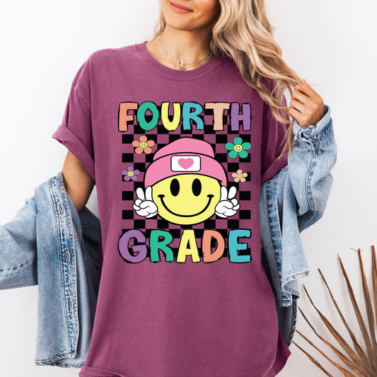 Fourth Grade, Smiley Face, Teacher, Back to School, First Day of School, Cute, Teacher Appreciation, Coquette, Comfort Colors T-Shirt