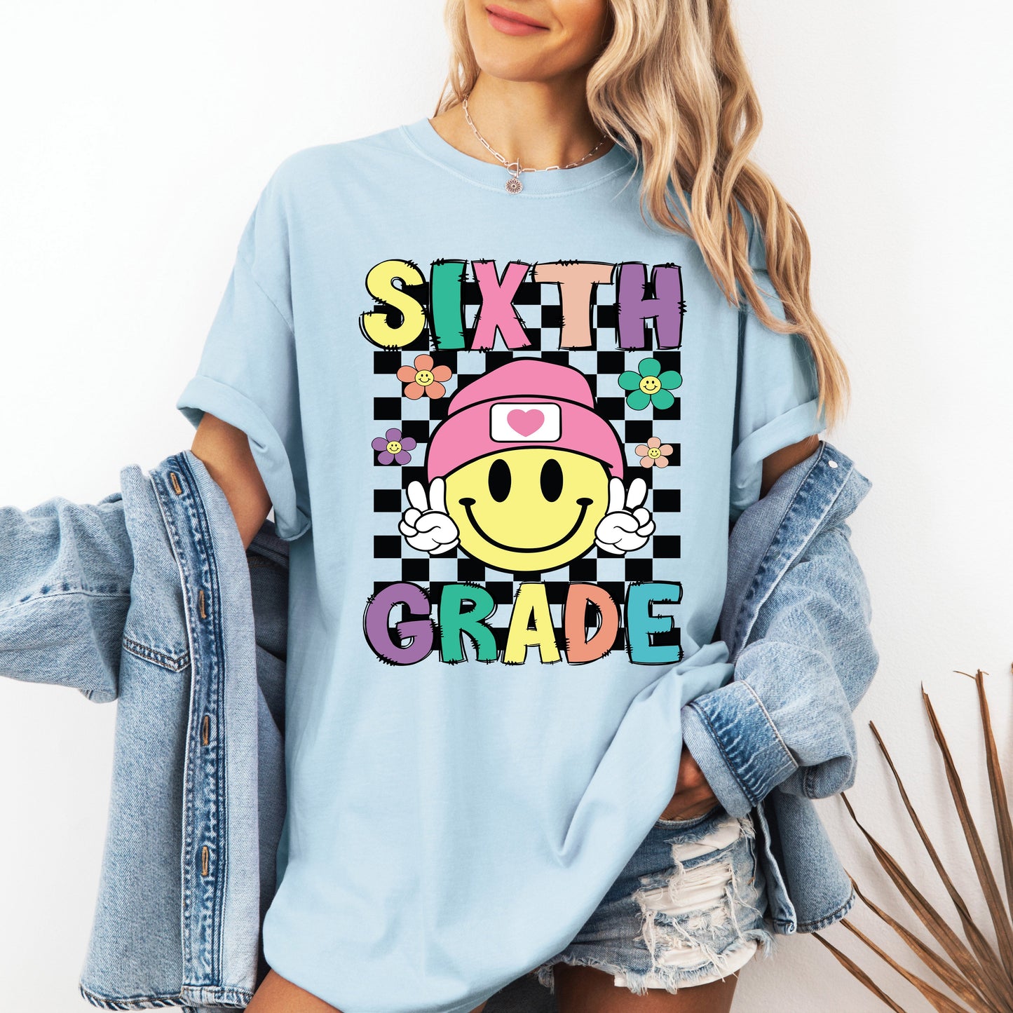 Sixth Grade, Smiley Face, Teacher, Back to School, First Day of School, Cute, Teacher Appreciation, Coquette, Comfort Colors T-Shirt