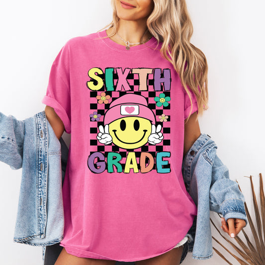 Sixth Grade, Smiley Face, Teacher, Back to School, First Day of School, Cute, Teacher Appreciation, Coquette, Comfort Colors T-Shirt