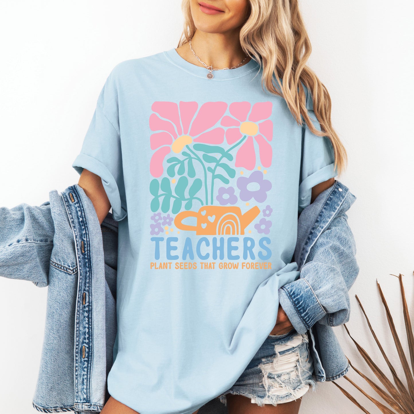 Teachers Plant Seeds Boho, Floral, Back to School, First Day of School, Cute, Teacher Appreciation, Coquette, Comfort Colors T-Shirt
