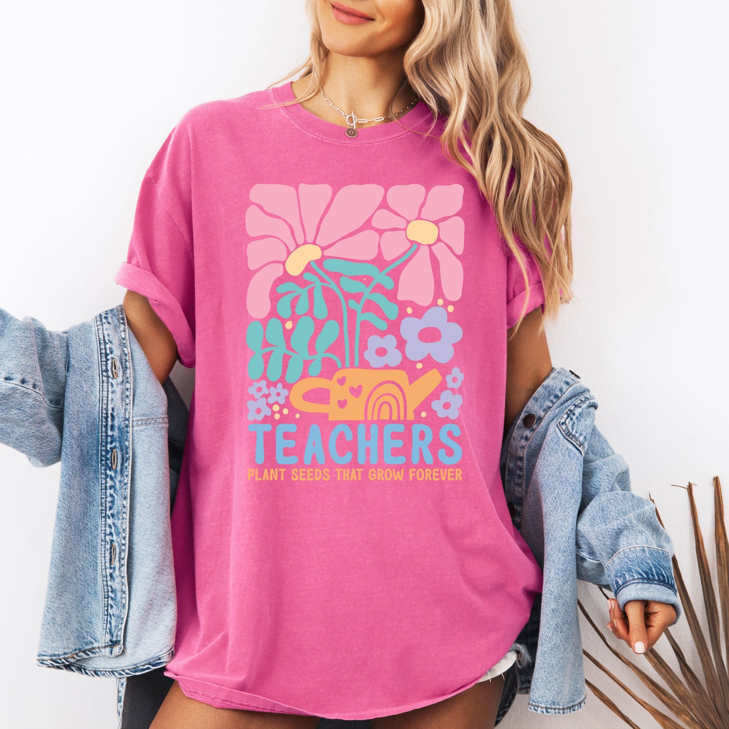 Teachers Plant Seeds Boho, Floral, Back to School, First Day of School, Cute, Teacher Appreciation, Coquette, Comfort Colors T-Shirt