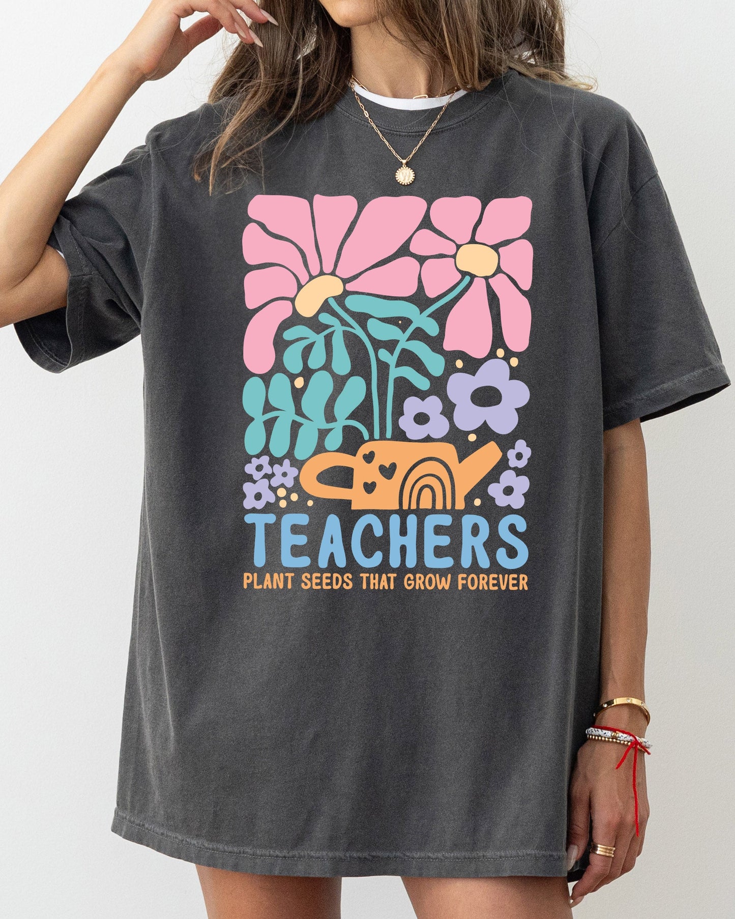 Teachers Plant Seeds Boho, Floral, Back to School, First Day of School, Cute, Teacher Appreciation, Coquette, Comfort Colors T-Shirt