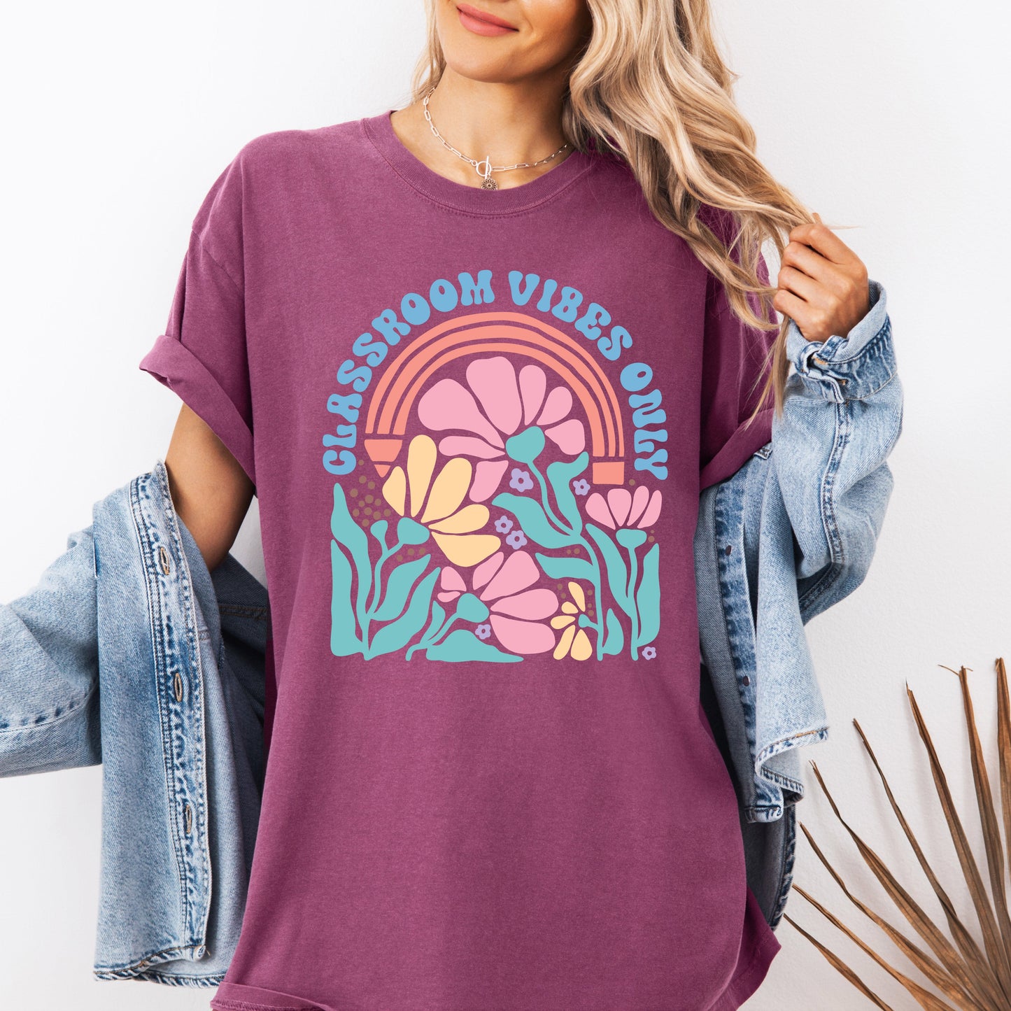 Classroom Vibes Only, Boho, Floral, Back to School, First Day of School, Cute, Teacher Appreciation, Coquette, Comfort Colors T-Shirt