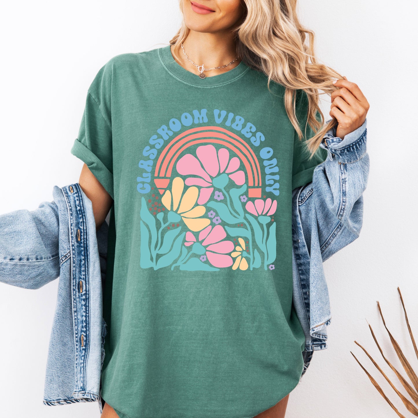 Classroom Vibes Only, Boho, Floral, Back to School, First Day of School, Cute, Teacher Appreciation, Coquette, Comfort Colors T-Shirt
