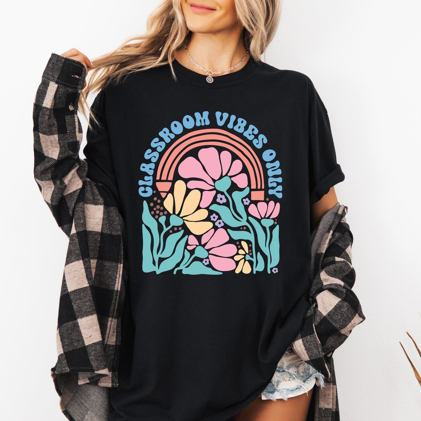 Classroom Vibes Only, Boho, Floral, Back to School, First Day of School, Cute, Teacher Appreciation, Coquette, Comfort Colors T-Shirt