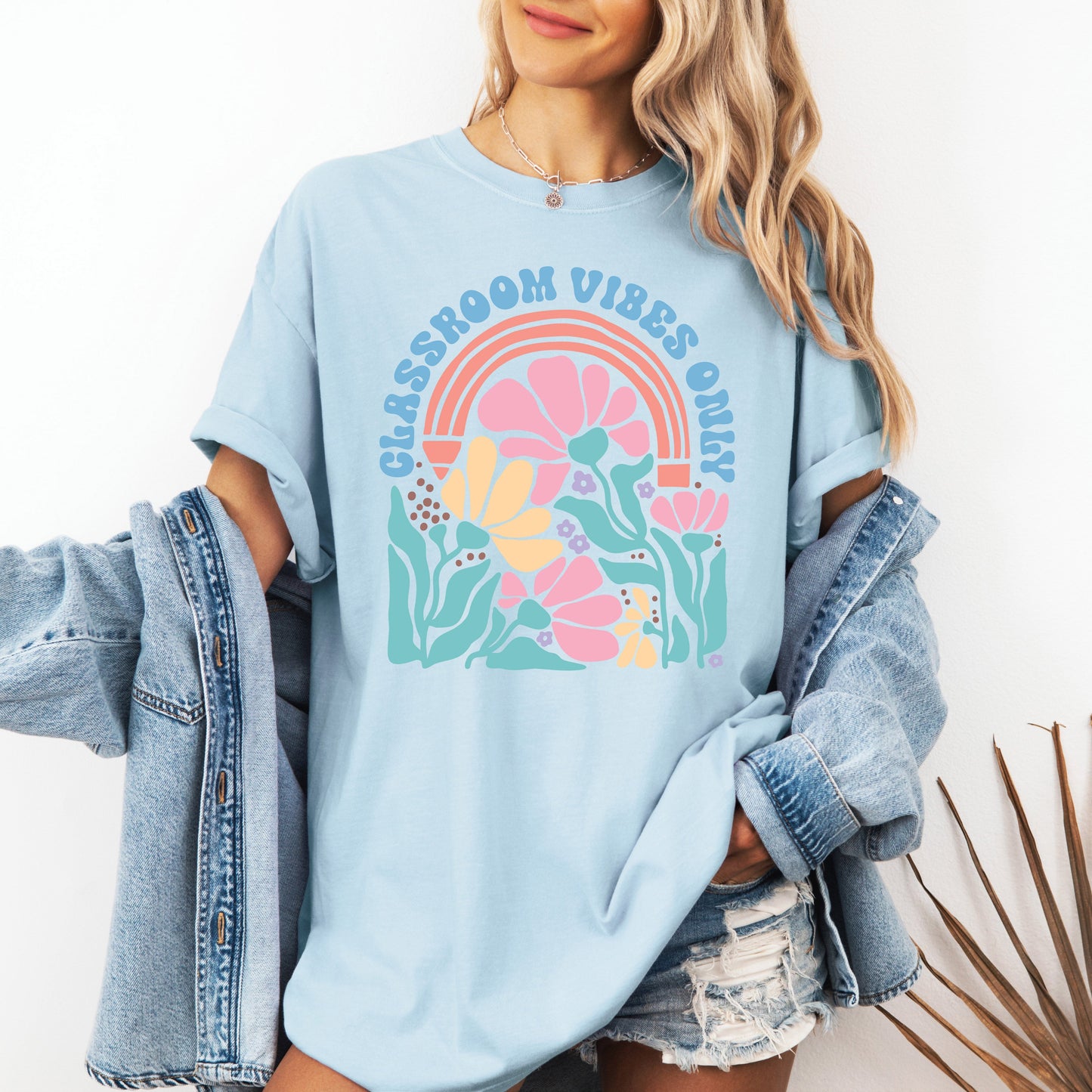 Classroom Vibes Only, Boho, Floral, Back to School, First Day of School, Cute, Teacher Appreciation, Coquette, Comfort Colors T-Shirt