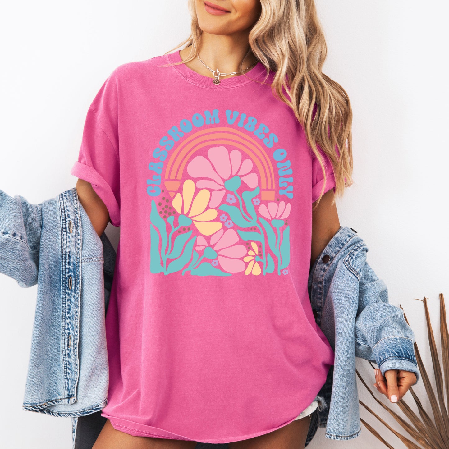 Classroom Vibes Only, Boho, Floral, Back to School, First Day of School, Cute, Teacher Appreciation, Coquette, Comfort Colors T-Shirt
