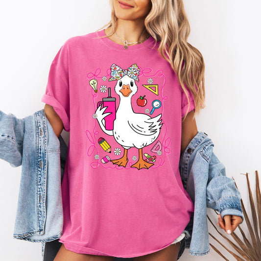 Teacher Goose, Funny, Coffee, First Day of School, Cute, Teacher Appreciation, Coquette, Comfort Colors T-Shirt