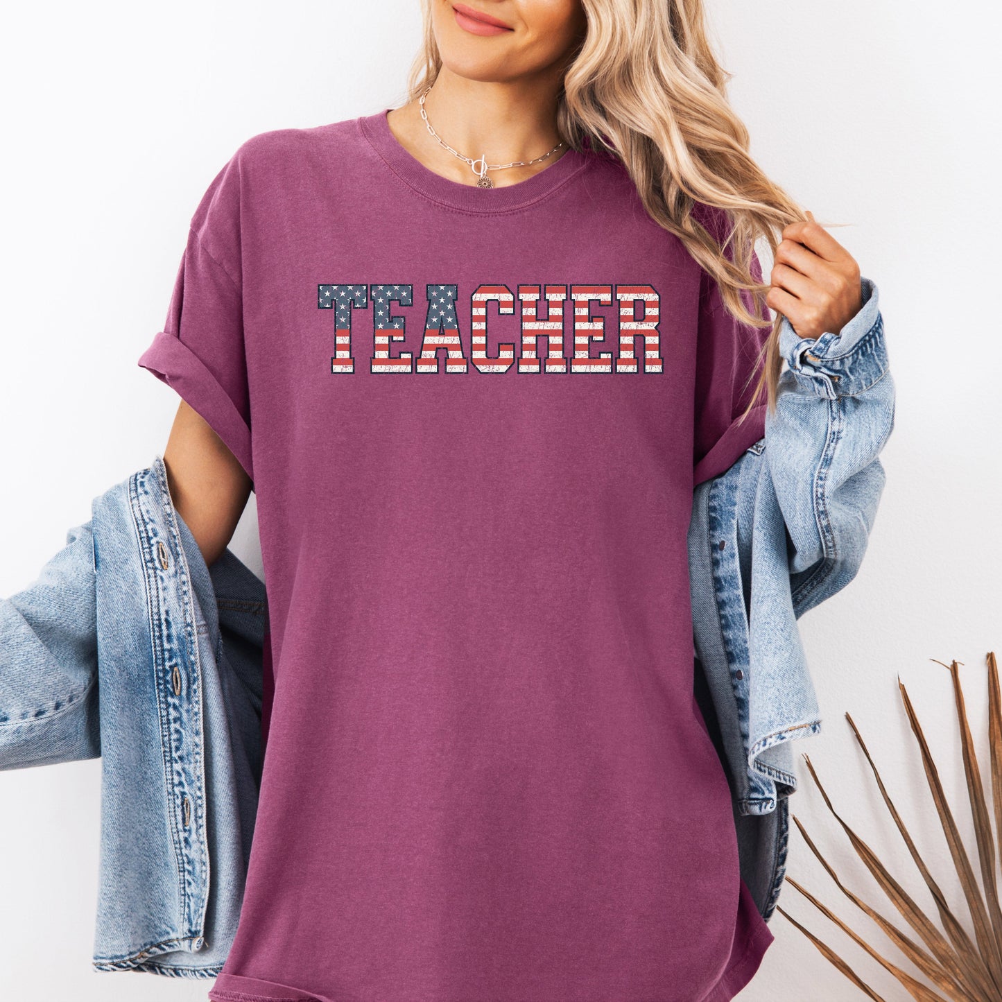 Teacher, USA Flag, Retro, First Day of School, Cute, Teacher Appreciation, Coquette, Comfort Colors T-Shirt