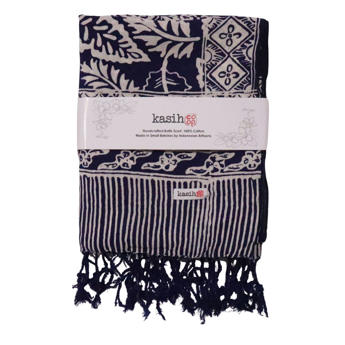 Hand Dyed Batik Scarf, 100% Cotton, Scarves, Bandana, Wrap , Blue Leaves