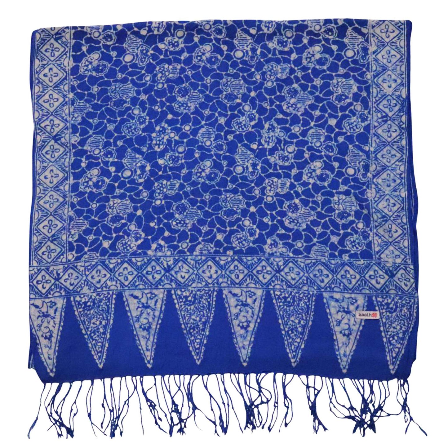 Handmade Batik Scarf, soft Cotton, Boulder, Blue, Light Blue, White