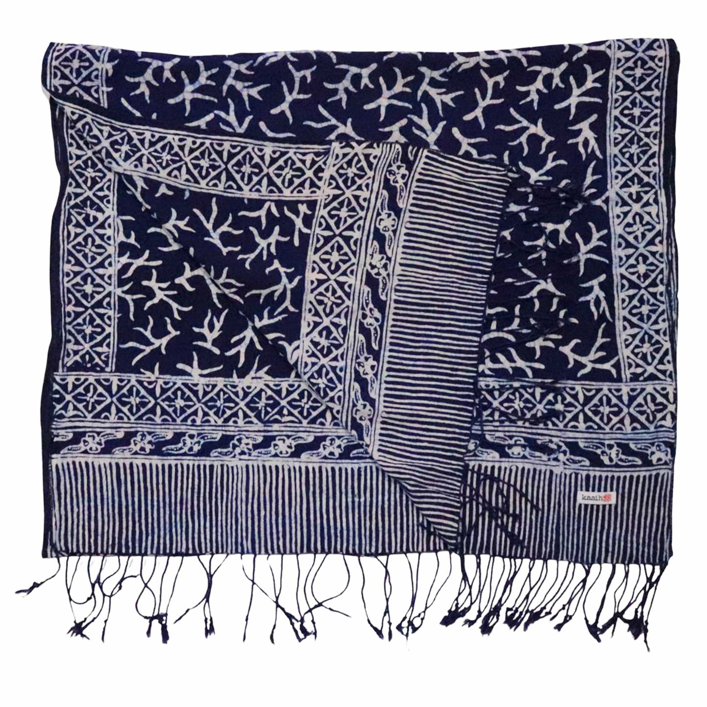 Handmade Batik Scarf - Soft Cotton - Mark, Blue