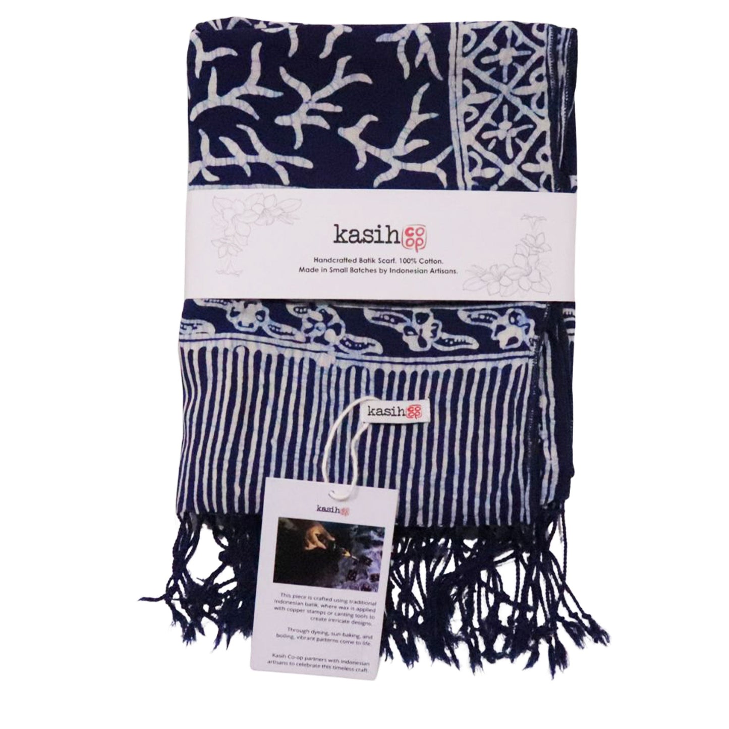 Handmade Batik Scarf - Soft Cotton - Mark, Blue