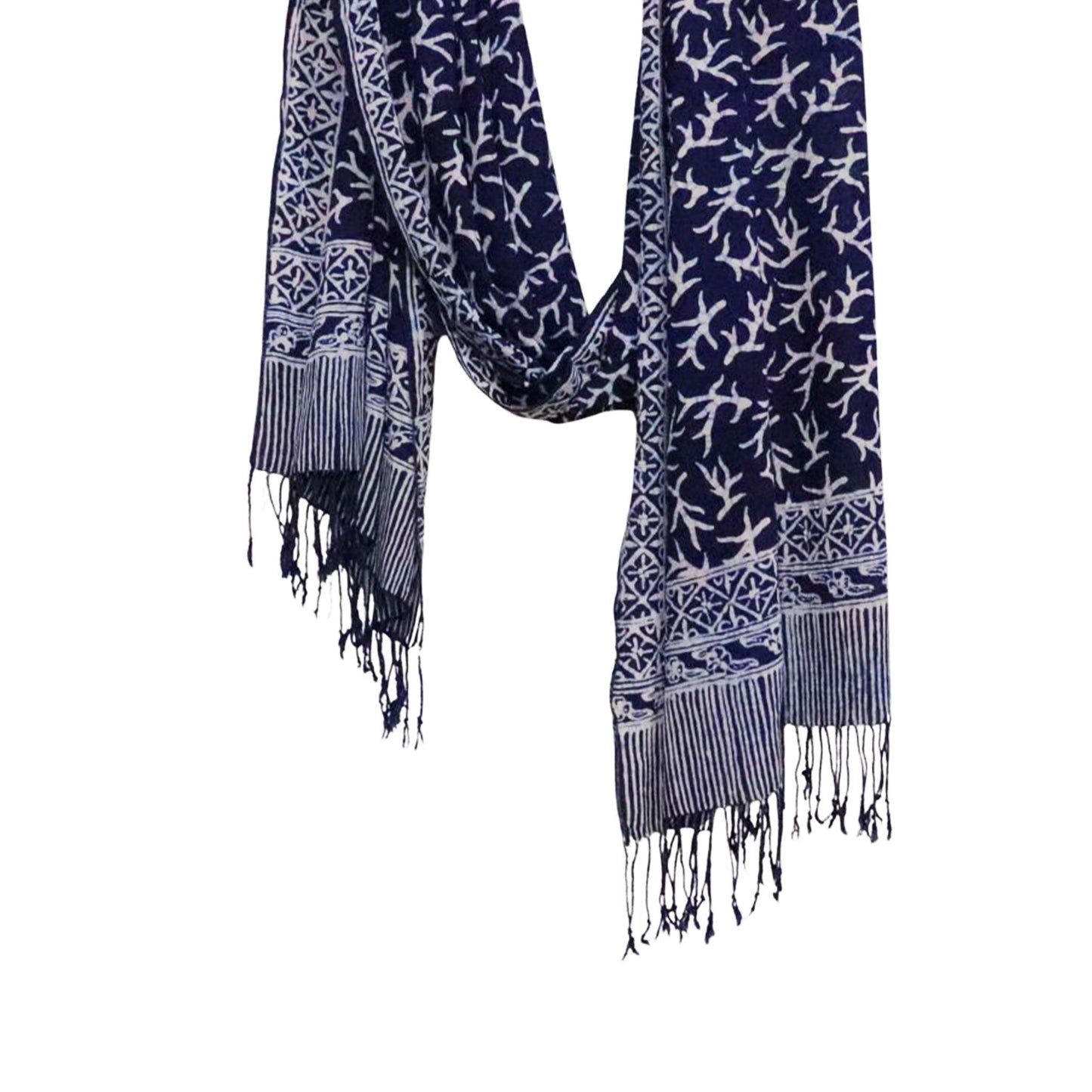 Handmade Batik Scarf - Soft Cotton - Mark, Blue