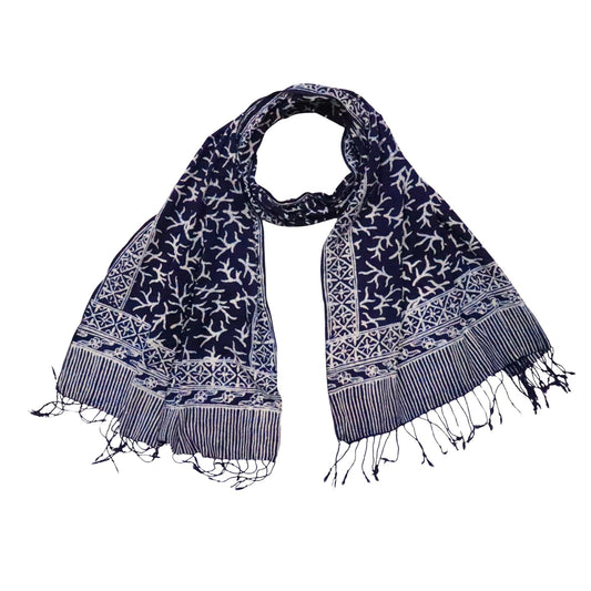 Handmade Batik Scarf - Soft Cotton - Mark, Blue