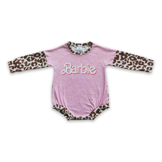 Pink leopard long sleeves party baby girls romepr