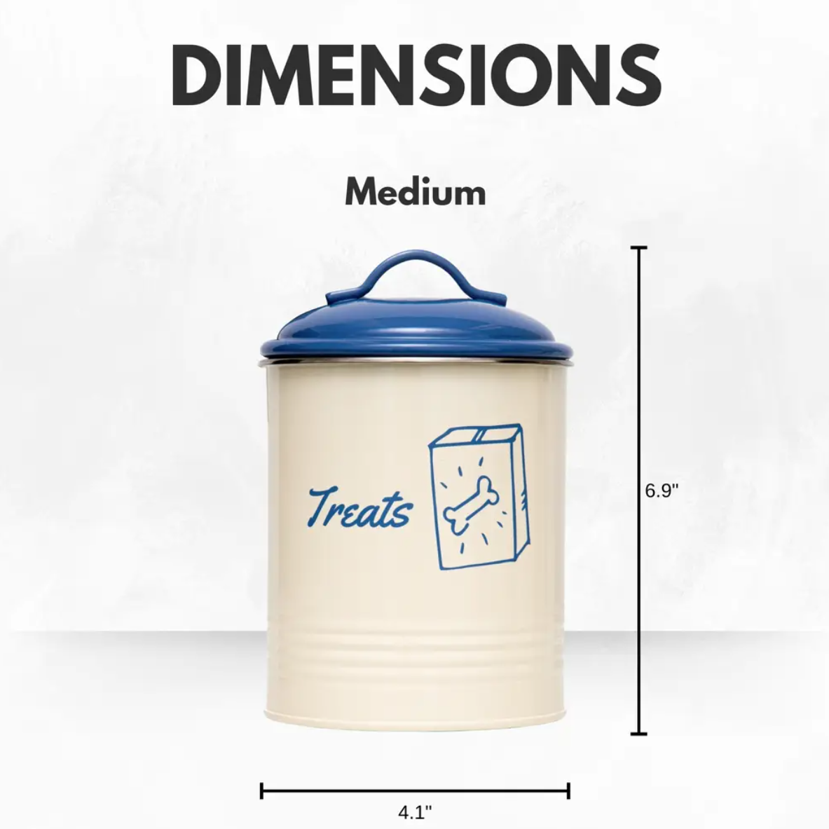 Country Living Set of 3 Pet Treat Canisters, Dog Treat Storage – French Blue Lid