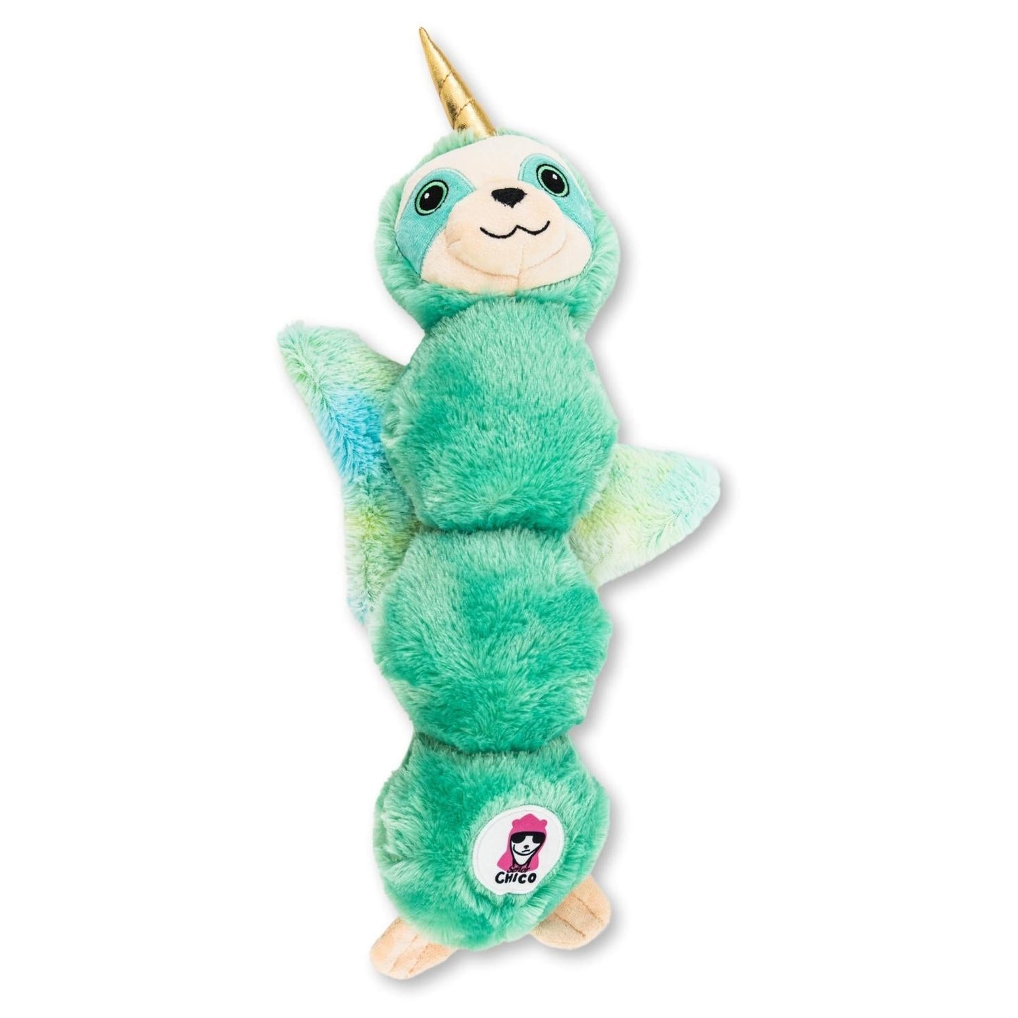 Mystical Mint Winged Sloth Plush Dog Toy – with Squeaker & Crinkle Paper for Fun Play