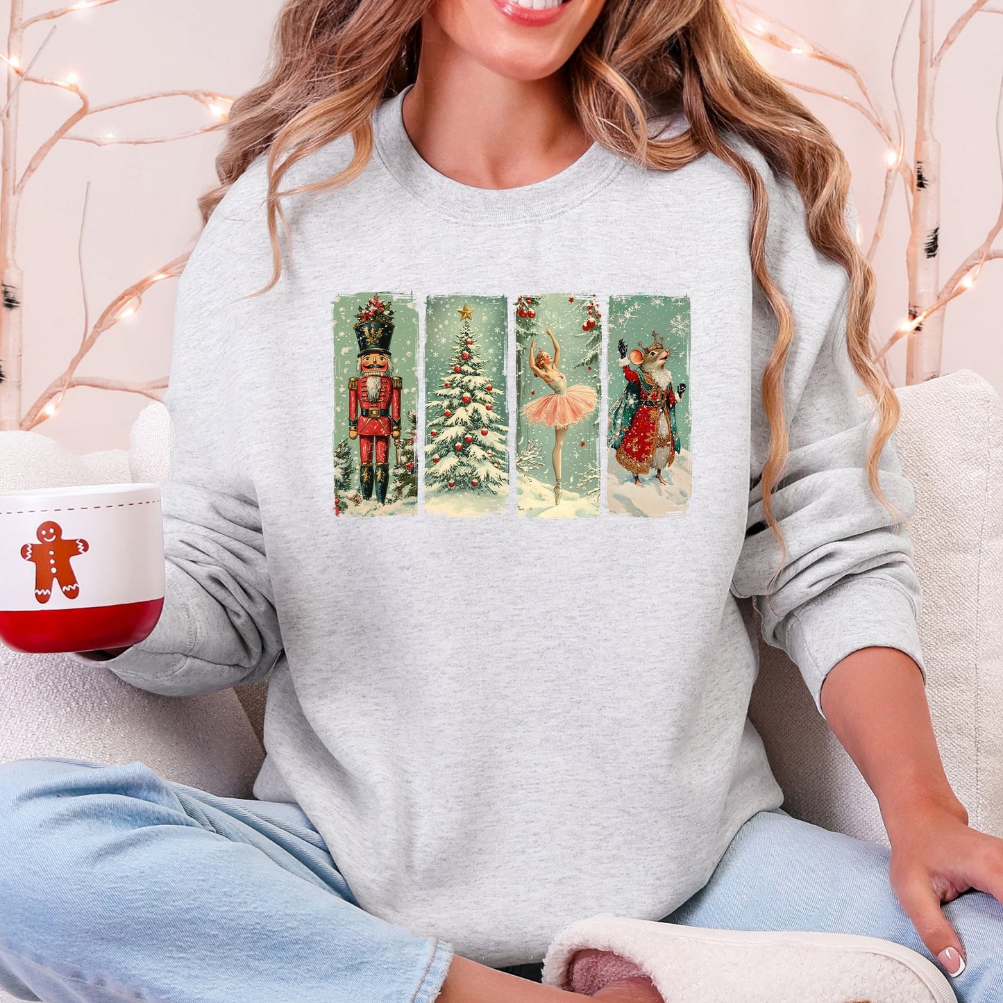 Nutcracker Ballet, Santa, Christmas, Retro Sweatshirt
