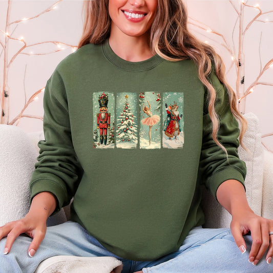 Nutcracker Ballet, Santa, Christmas, Retro Sweatshirt