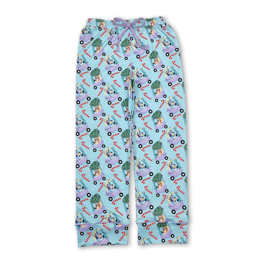 Lavender dog candy cane Christmas tree car women pants