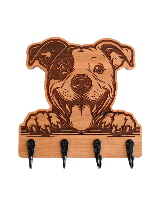 Peeking Smiling Pitbull Wall Hanger