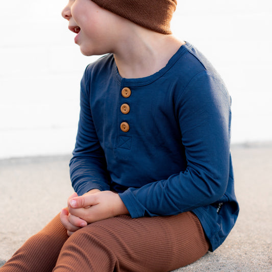 HENLEY LONG SLEEVE- Navy