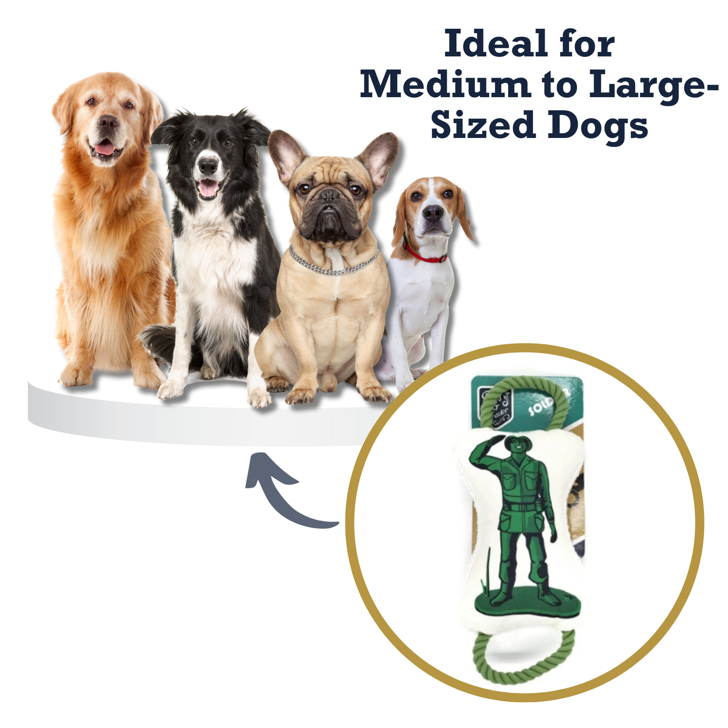 Retro Soldier with Squeaker & Crinkle Paper Plush Dog Toy