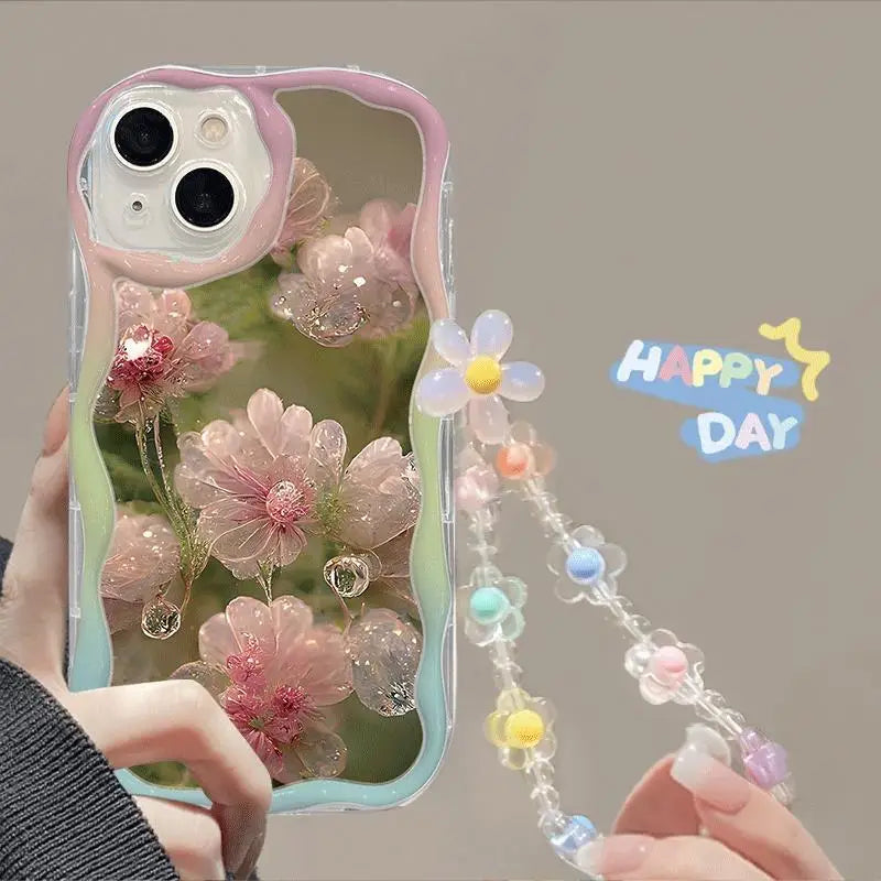 Flower Bracelet Wrist Strap Back Cover Chain Accessory For iPhone