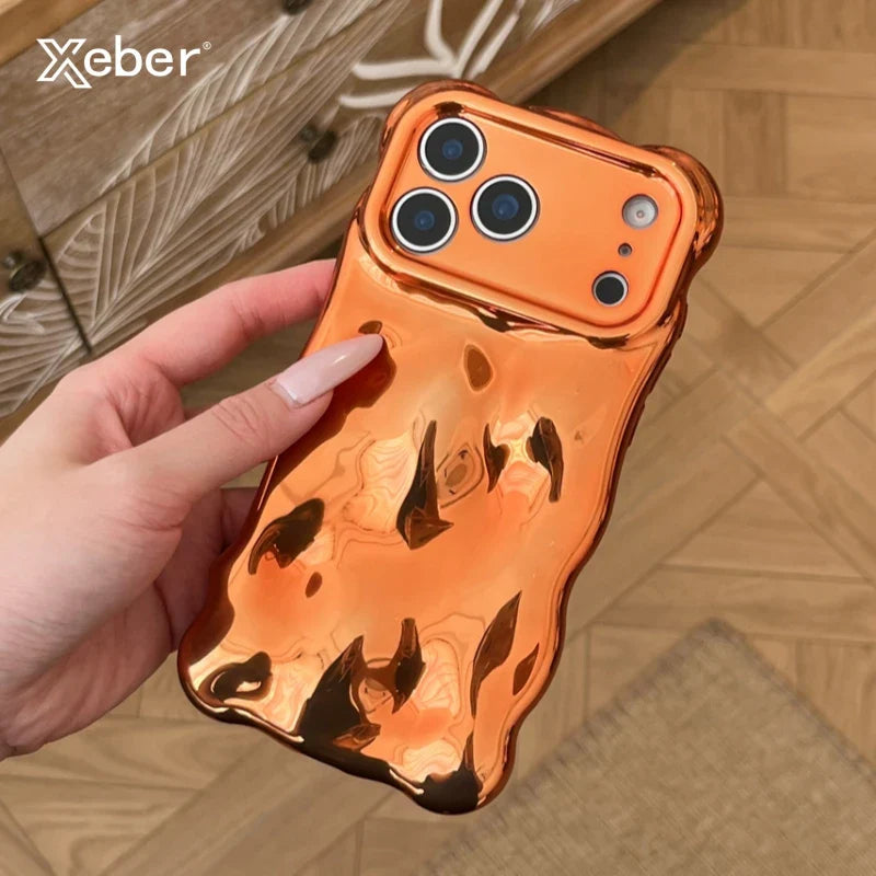 Luxury Plating Wrinkle Wavy Curly Case For iPhone