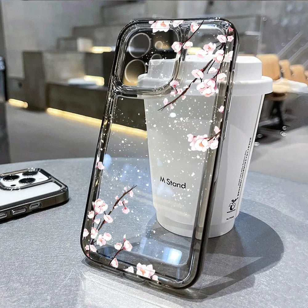 Lotus Flower Transparent Phone Case For iPhone