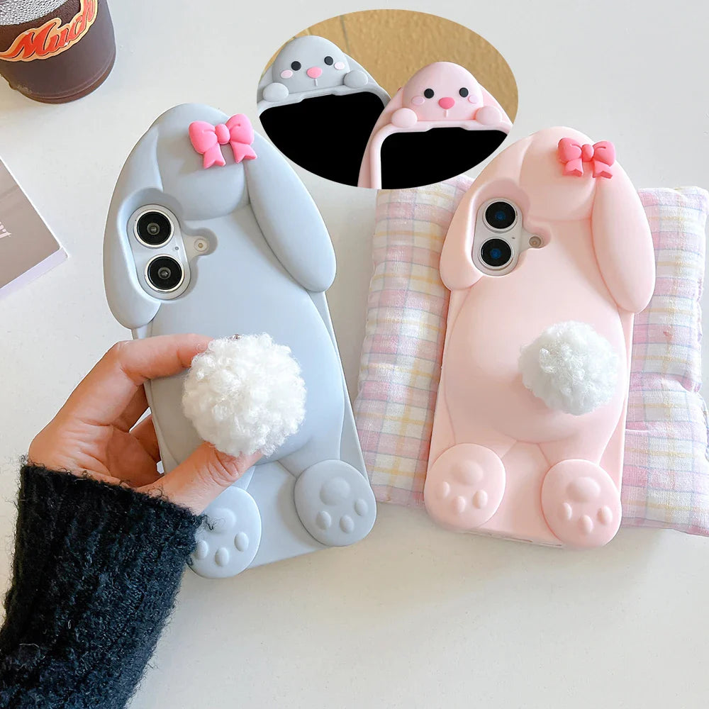 Cute Cartoon Hairball Tail Holder Benny Rabbit Phone Case