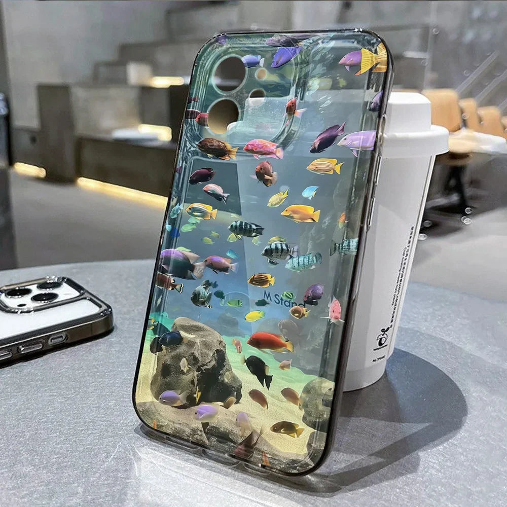 Ocean Animals Shark Dolphin Fish Clear Phone Case