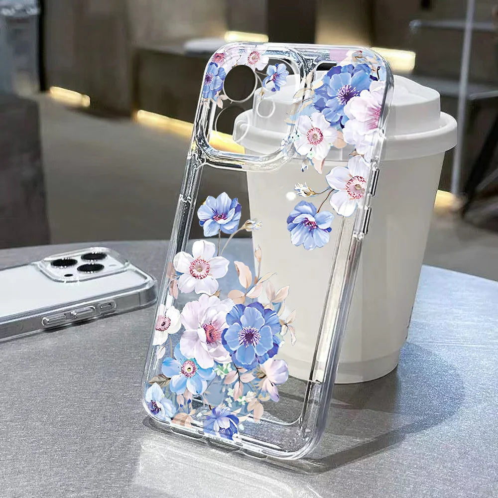 Lotus Flower Transparent Phone Case For iPhone