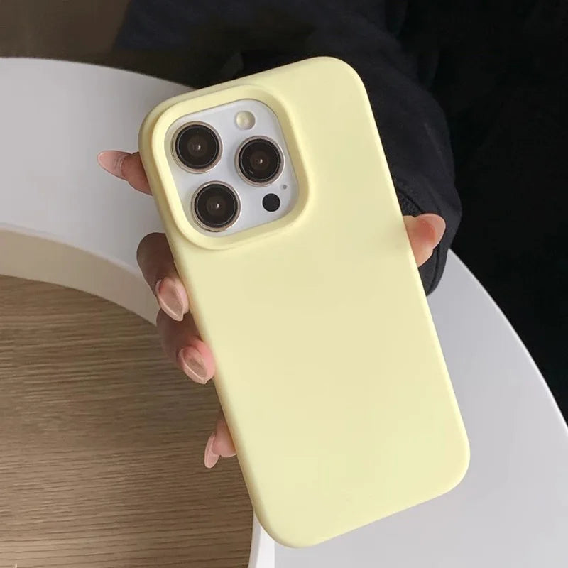 Dopamine-Inspired Silicone Solid Color Simple Fashion Phone Case For iPhone