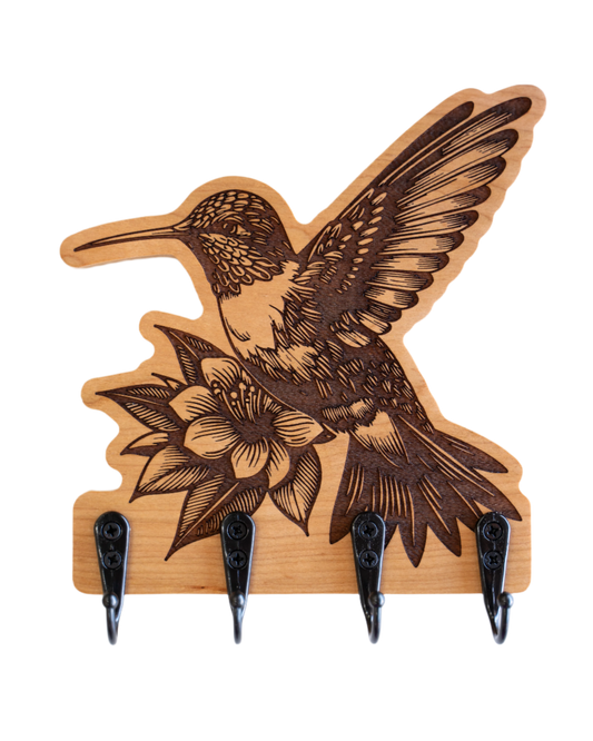 Sketch Hummingbird And Flower Wall Hanger