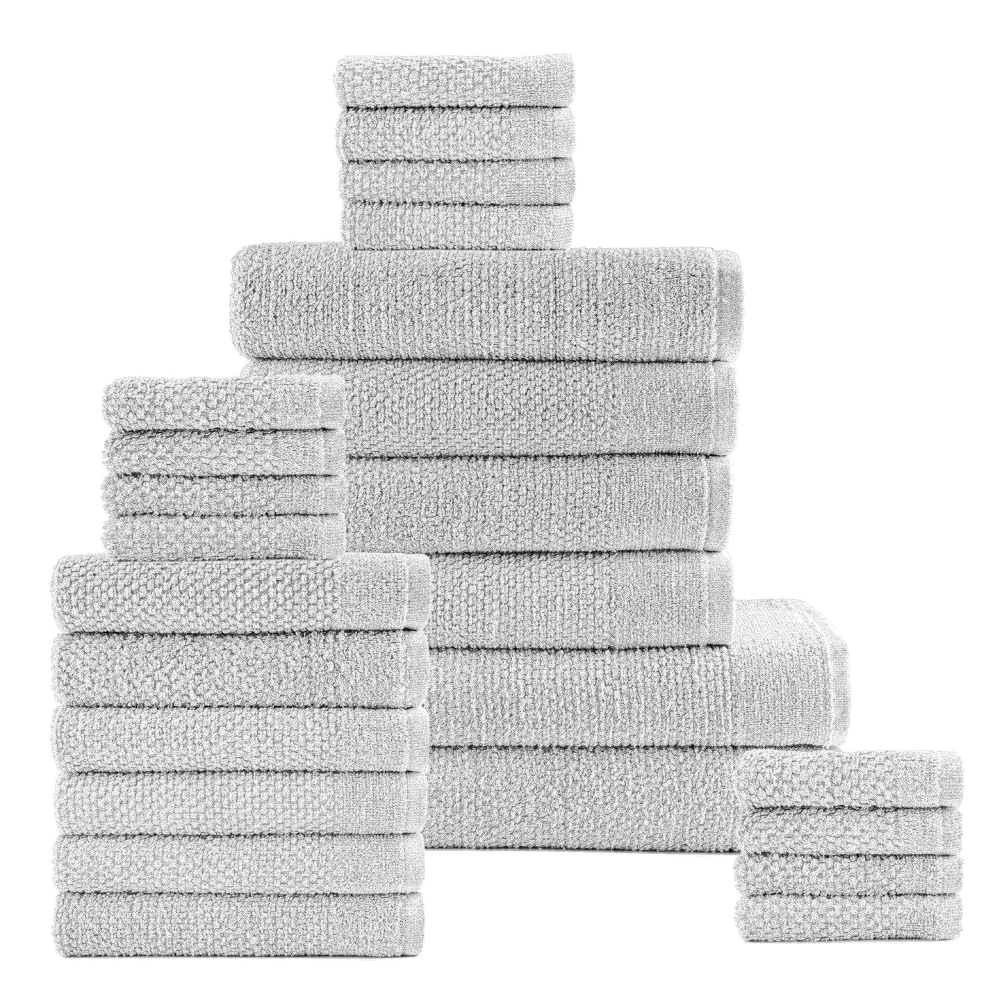 Dan River 24 Piece Popcorn Cotton Bath Towel Set.