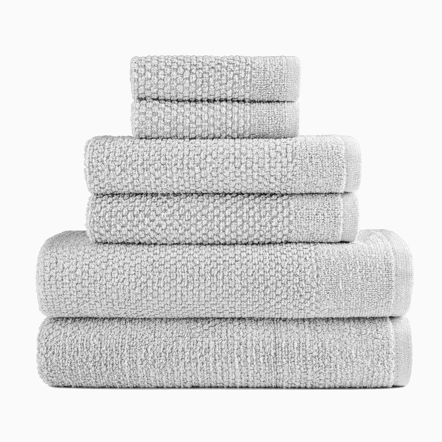 Dan River 6 Piece Popcorn Cotton Bath Towel Set.