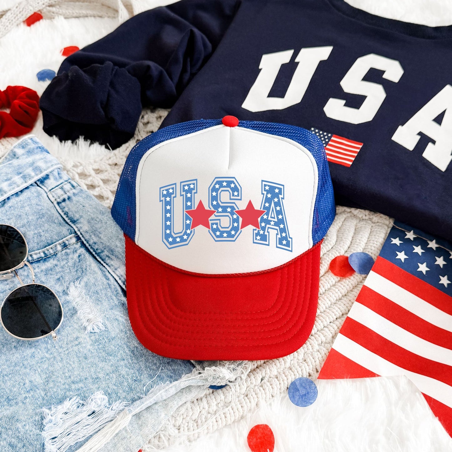 USA, Stars, Patriotic, Snapback Trucker Hat